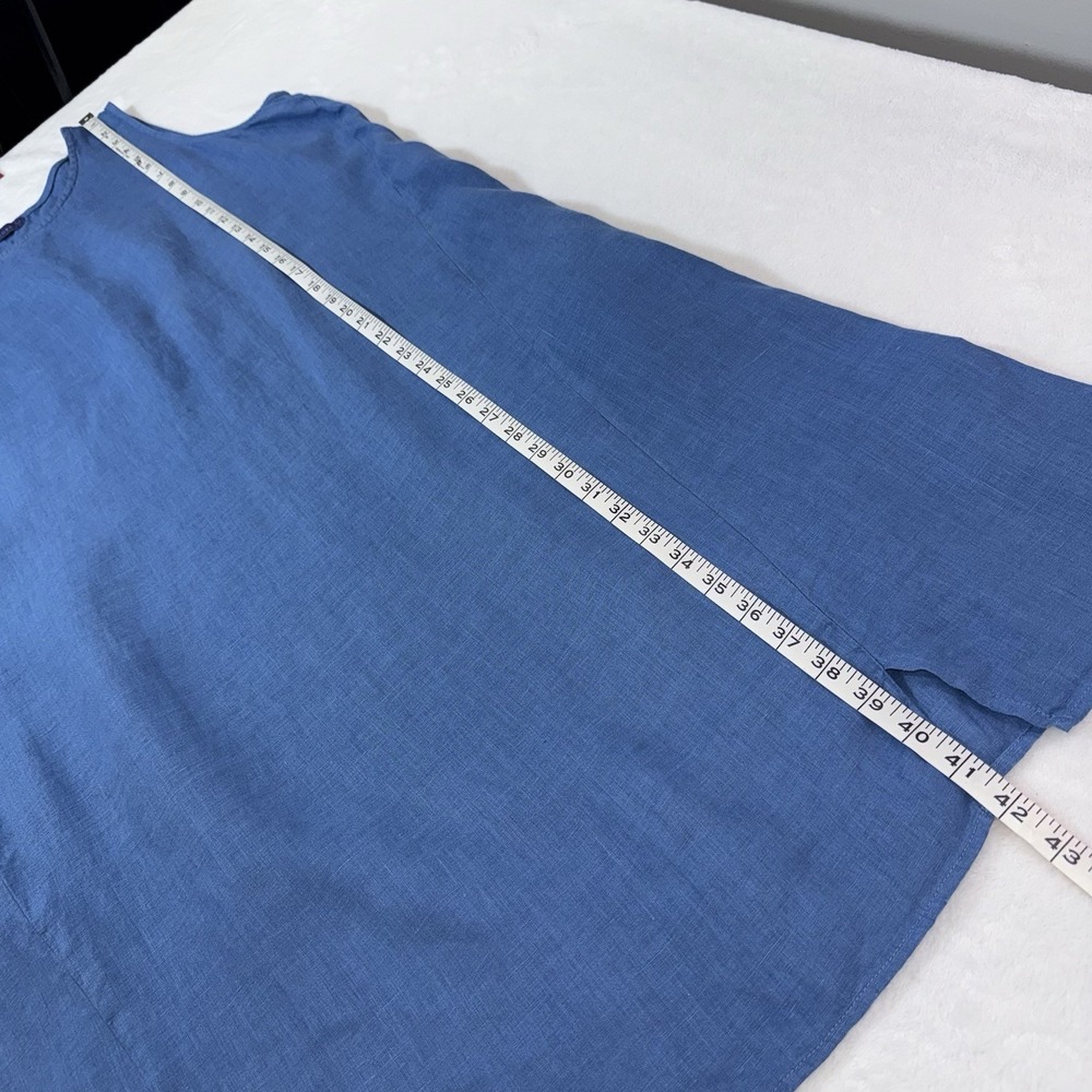 Cut Loose Aline Tank Dress Womans XL Amalfi Blue 100% Linen Boho Beachy - Picture 8 of 11